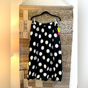 NWT Tabatha Brown for Target black & white polka dot midi skirt sz S